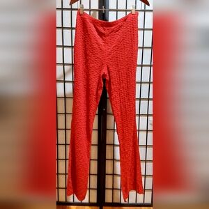 Free People One Women's Sz L Ona Floral Lace Pull On Slim Flare Pants Boho Retro